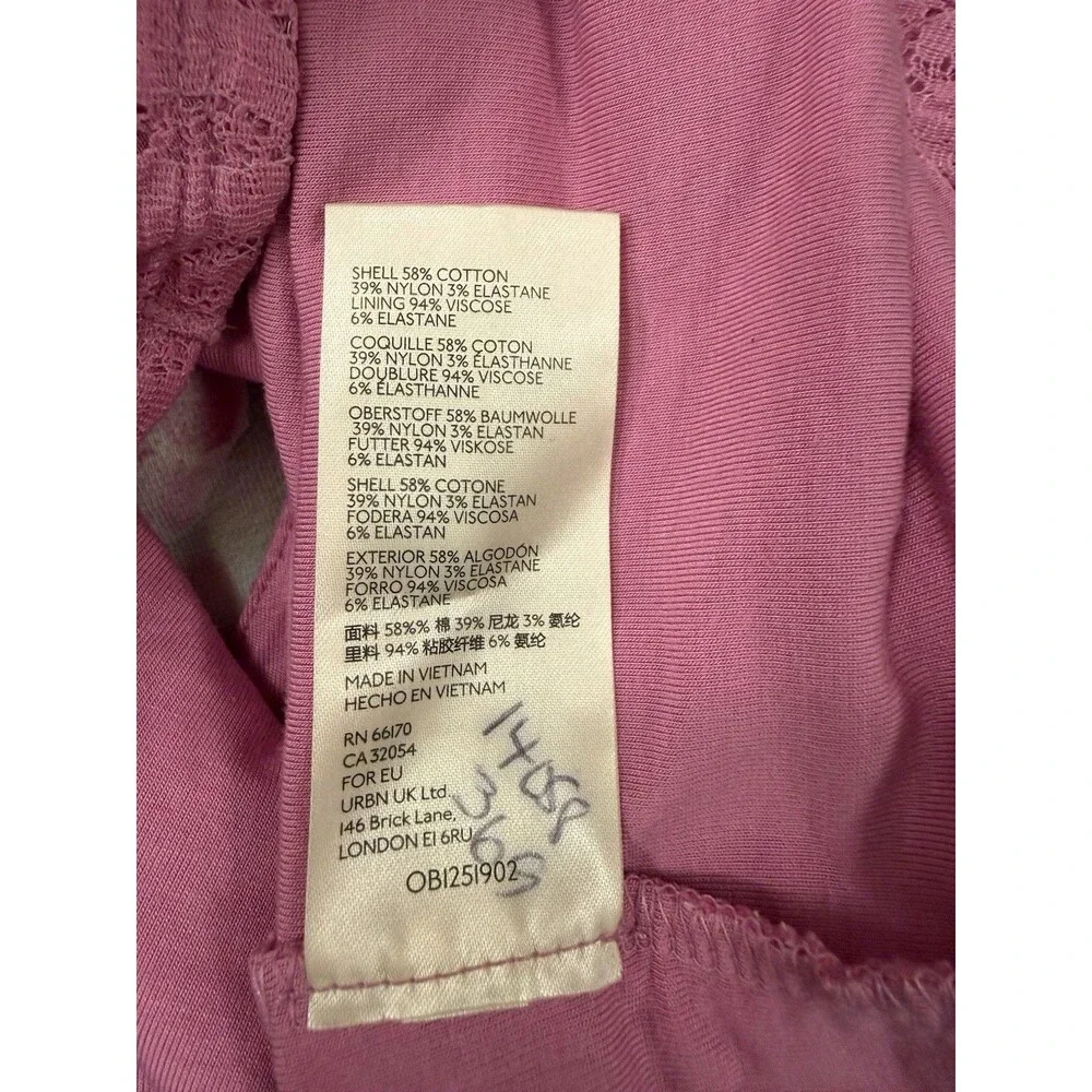 Free People Tea Time Long Puff Sleeve‎ Top Women's Size Large Plumeria Pink